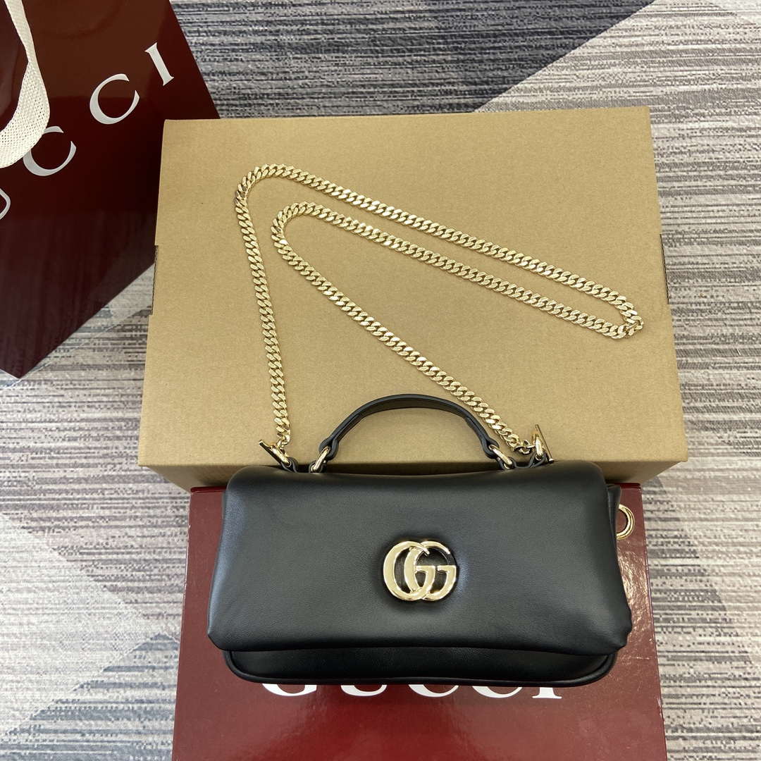 Gucci 806017 GG Milano Mini Top Handle Bag Black puffy leather - Default Title - View 1