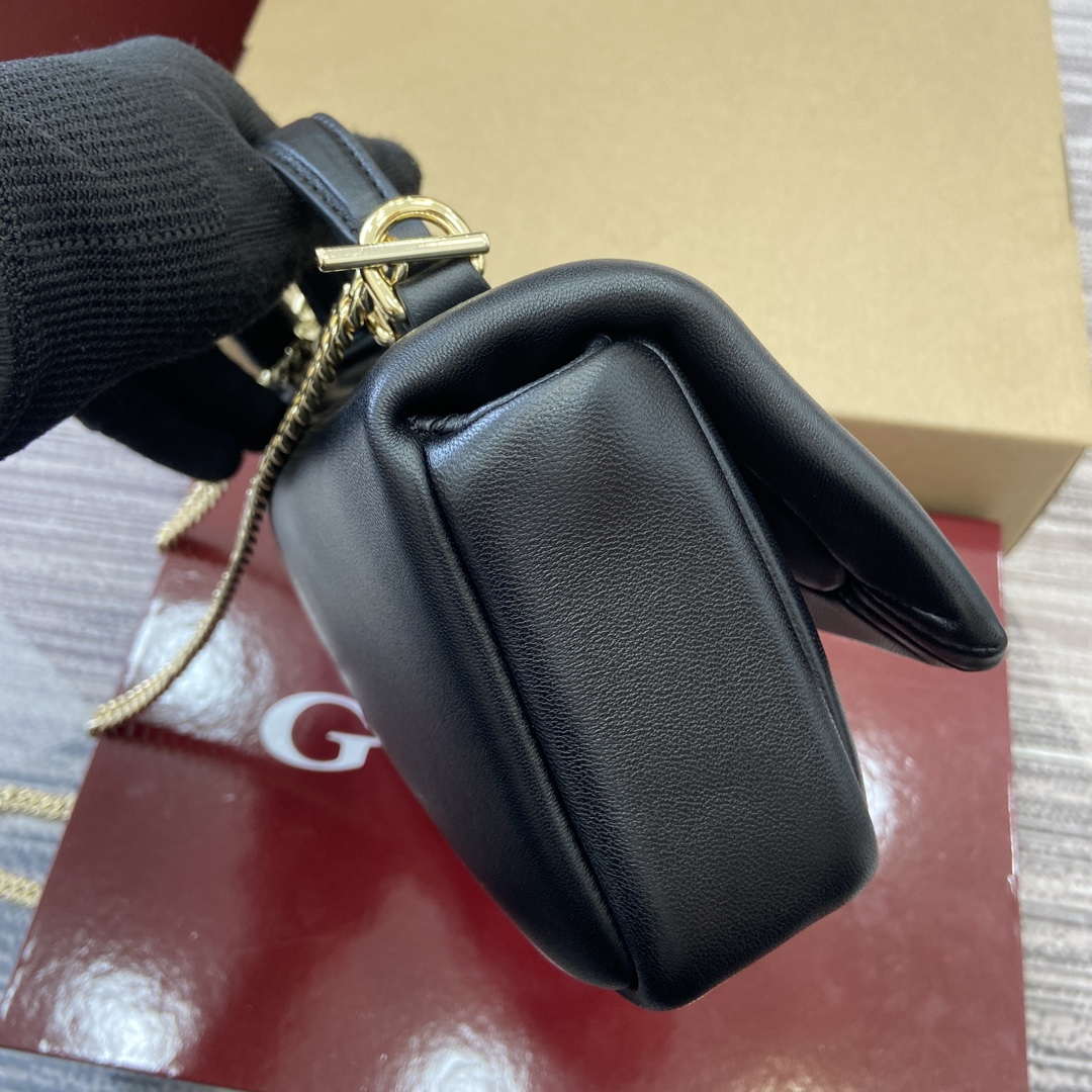 Gucci 806017 GG Milano Mini Top Handle Bag Black puffy leather