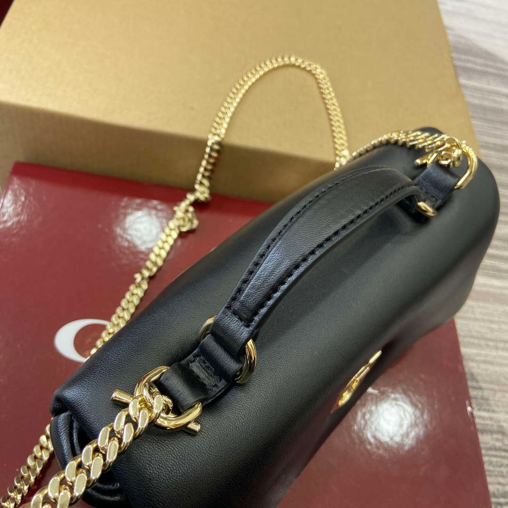 Gucci 806017 GG Milano Mini Top Handle Bag Black puffy leather