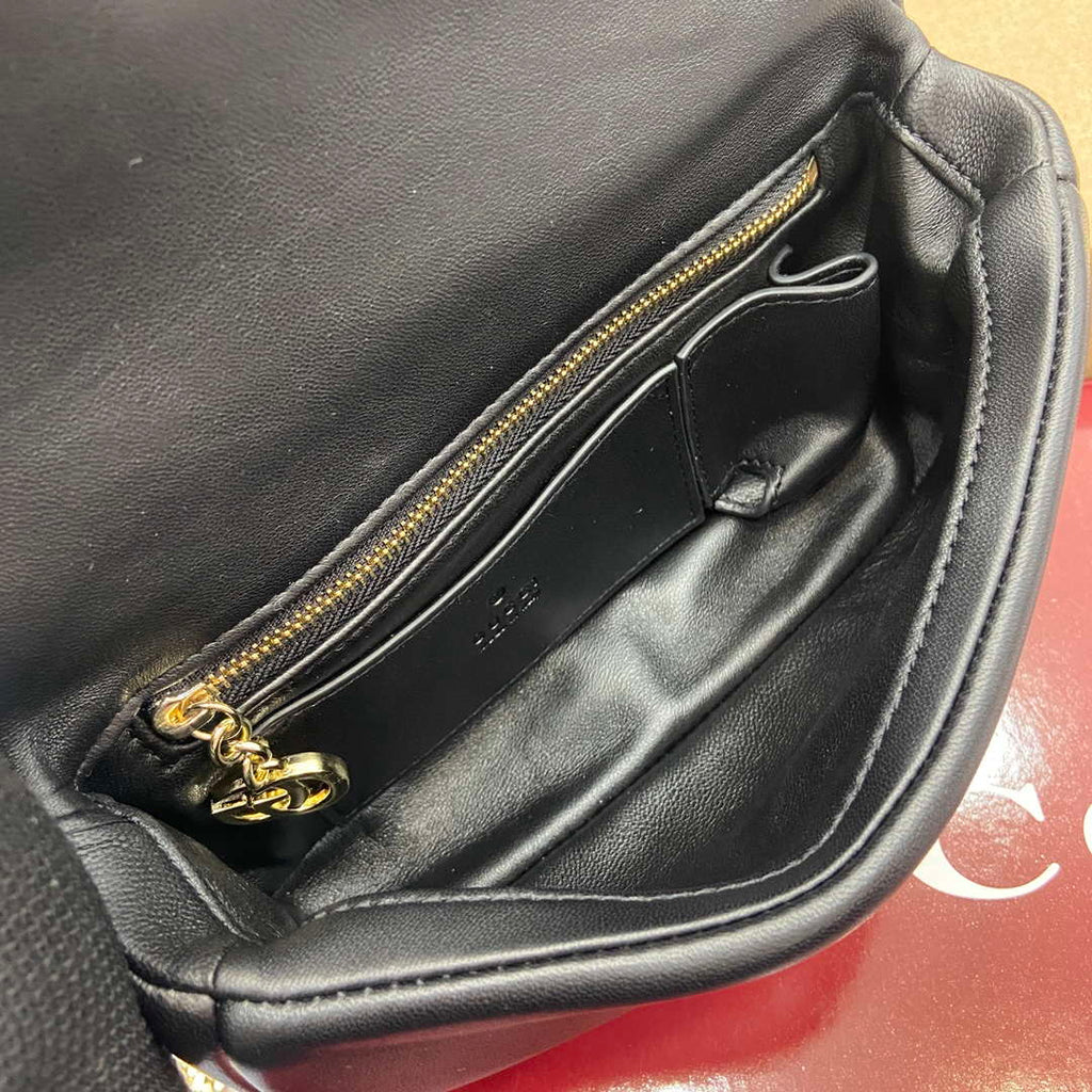 Gucci 806017 GG Milano Mini Top Handle Bag Black puffy leather