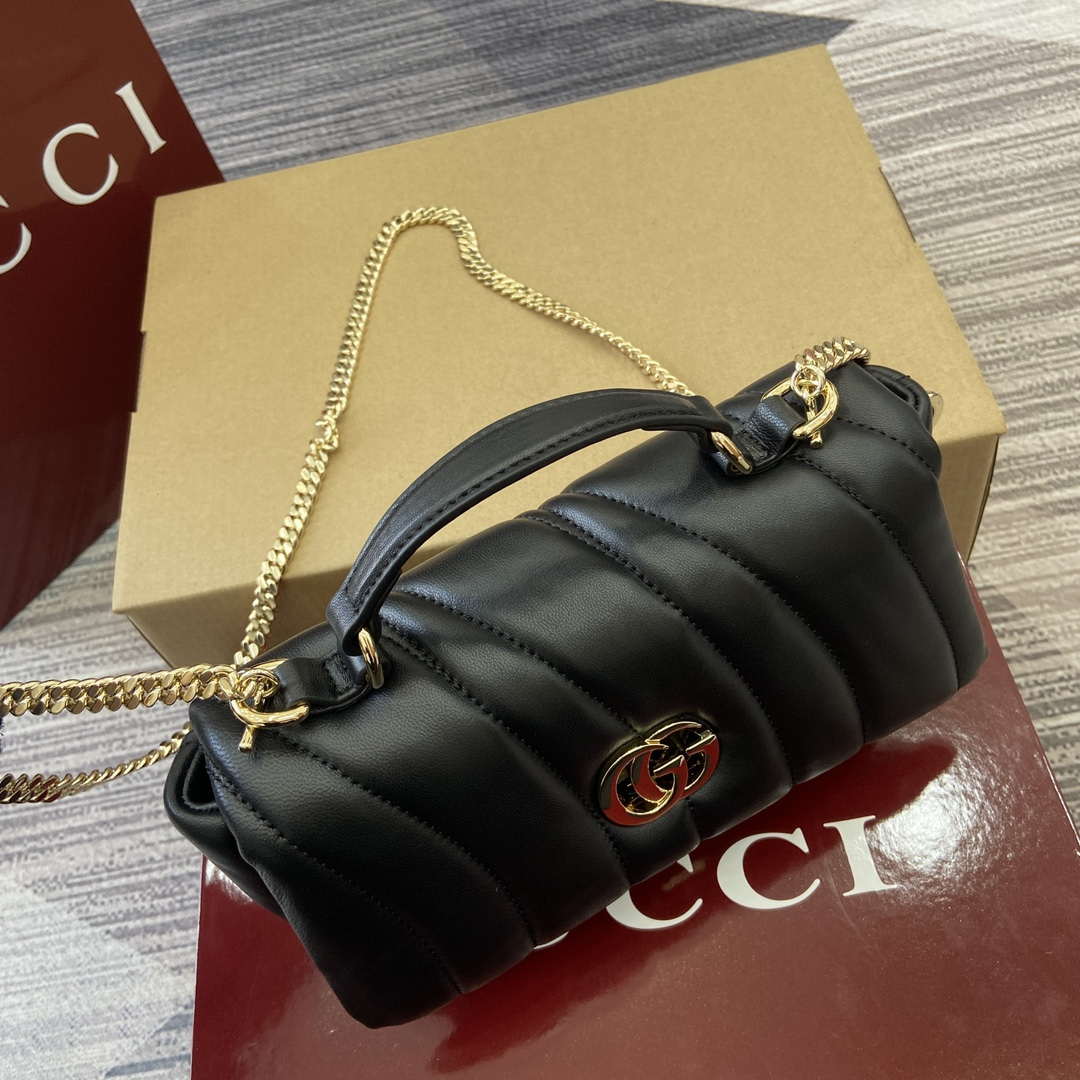 Gucci 806017 GG Milano Mini Top Handle Bag Black puffy quilted leather - Default Title - View 4