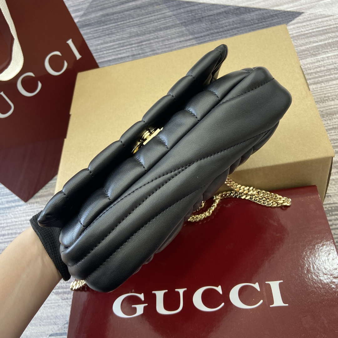 Gucci 806017 GG Milano Mini Top Handle Bag Black puffy quilted leather - Default Title - View 8