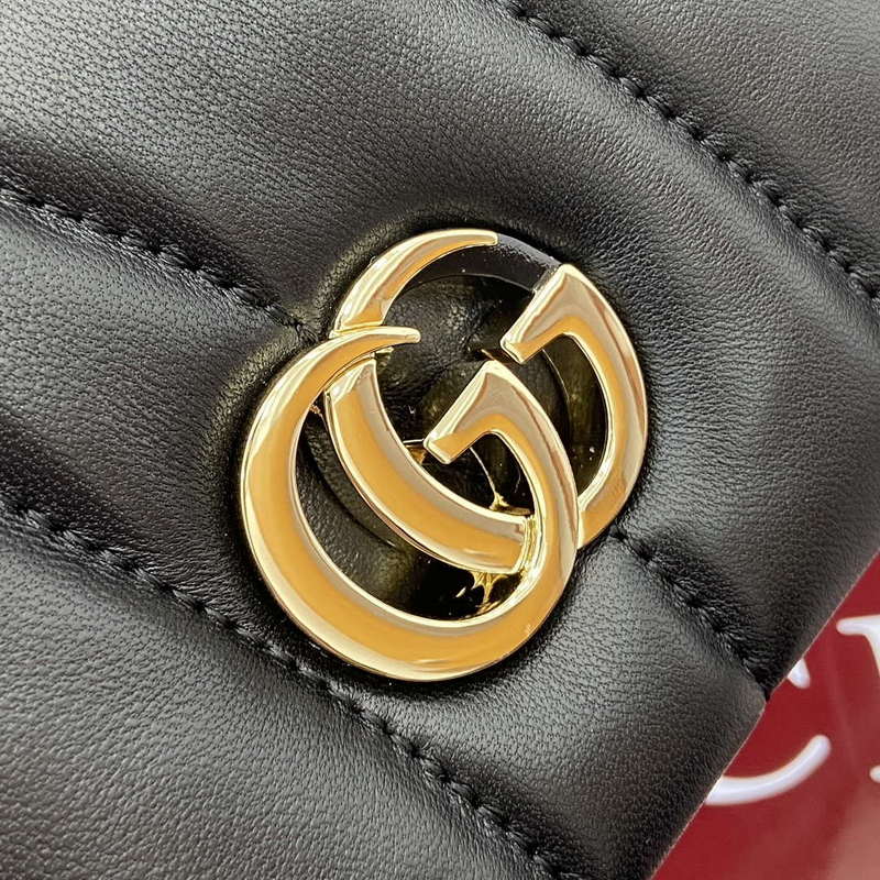 Gucci 806017 GG Milano Mini Top Handle Bag Black puffy quilted leather