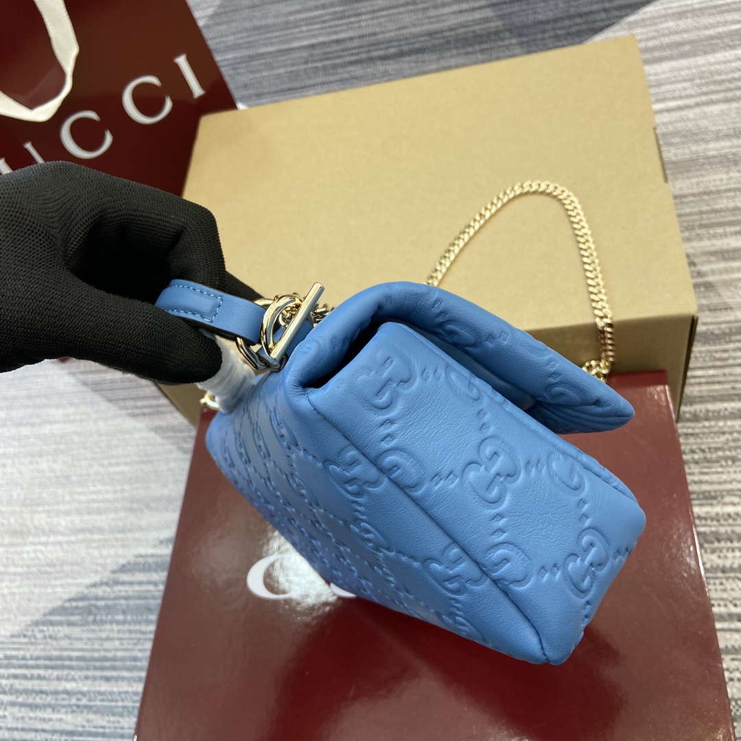Gucci 806017 GG Milano Mini Top Handle Bag Blue GG puffy leather - Default Title - View 3