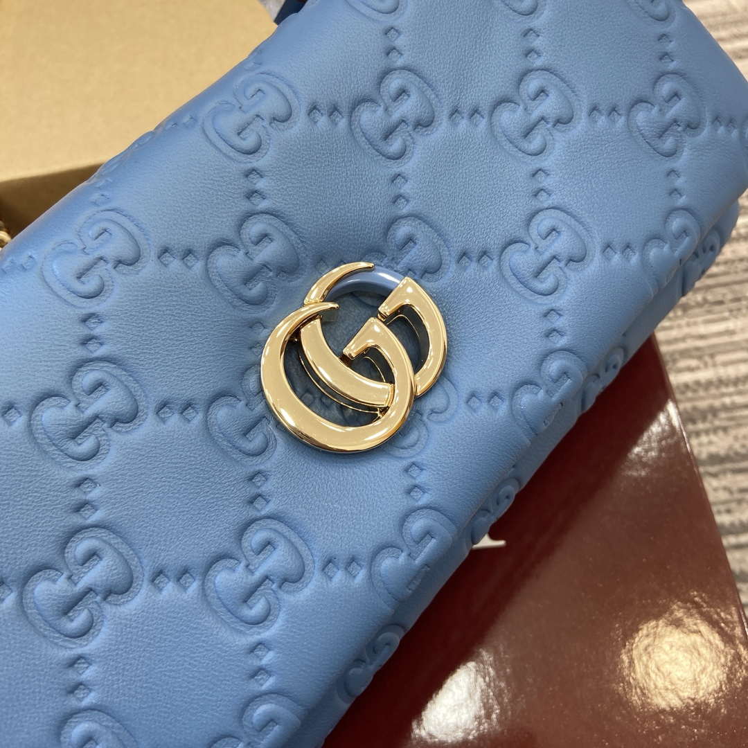 Gucci 806017 GG Milano Mini Top Handle Bag Blue GG puffy leather - Default Title - View 6