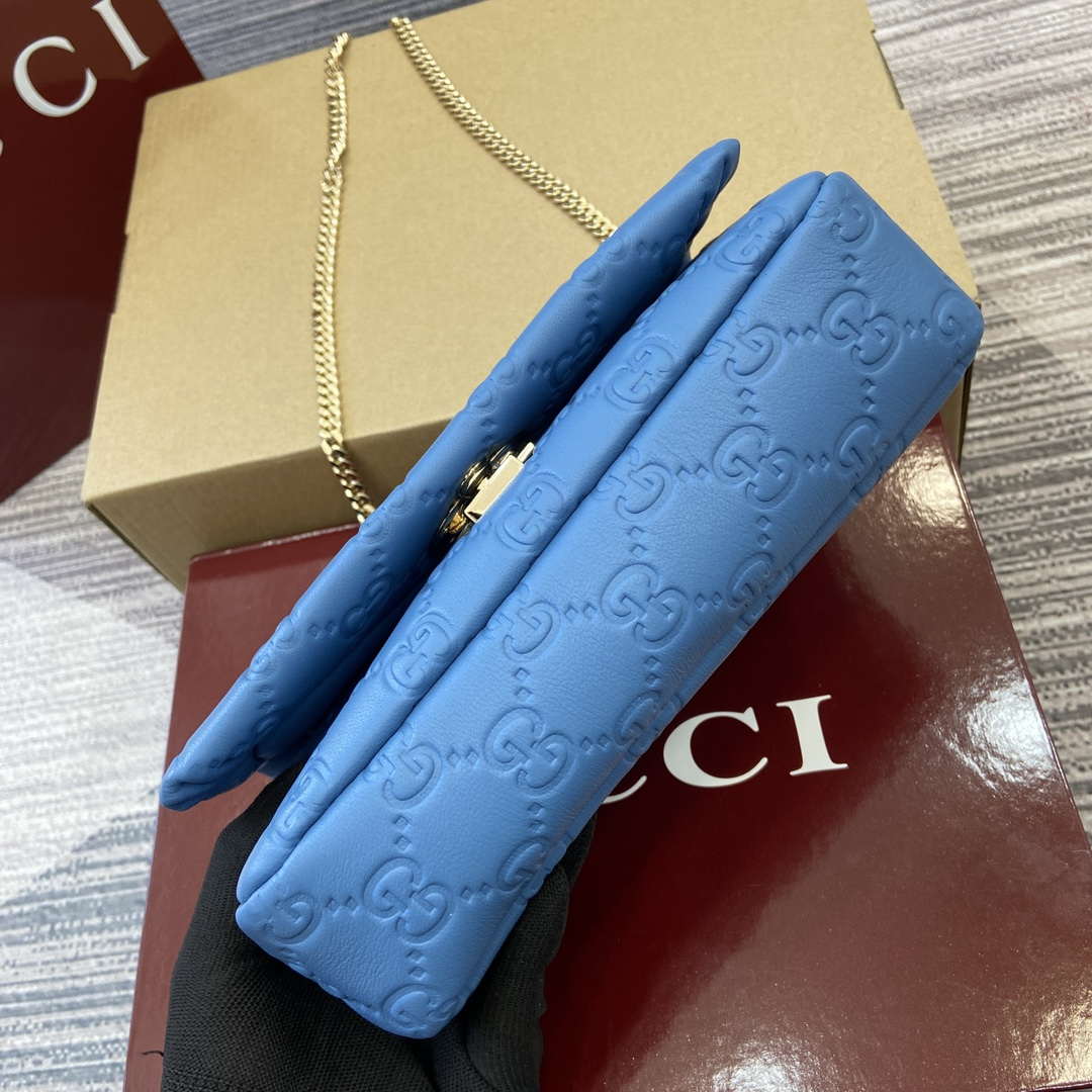 Gucci 806017 GG Milano Mini Top Handle Bag Blue GG puffy leather - Default Title - View 8