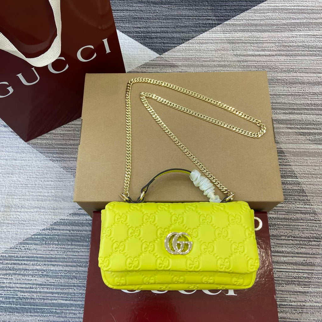Gucci 806017 GG Milano Mini Top Handle Bag Emerald Green GG puffy leather