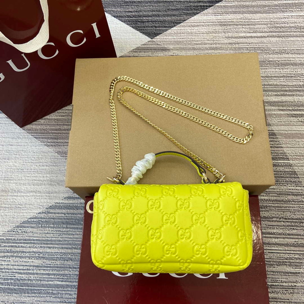 Gucci 806017 GG Milano Mini Top Handle Bag Emerald Green GG puffy leather