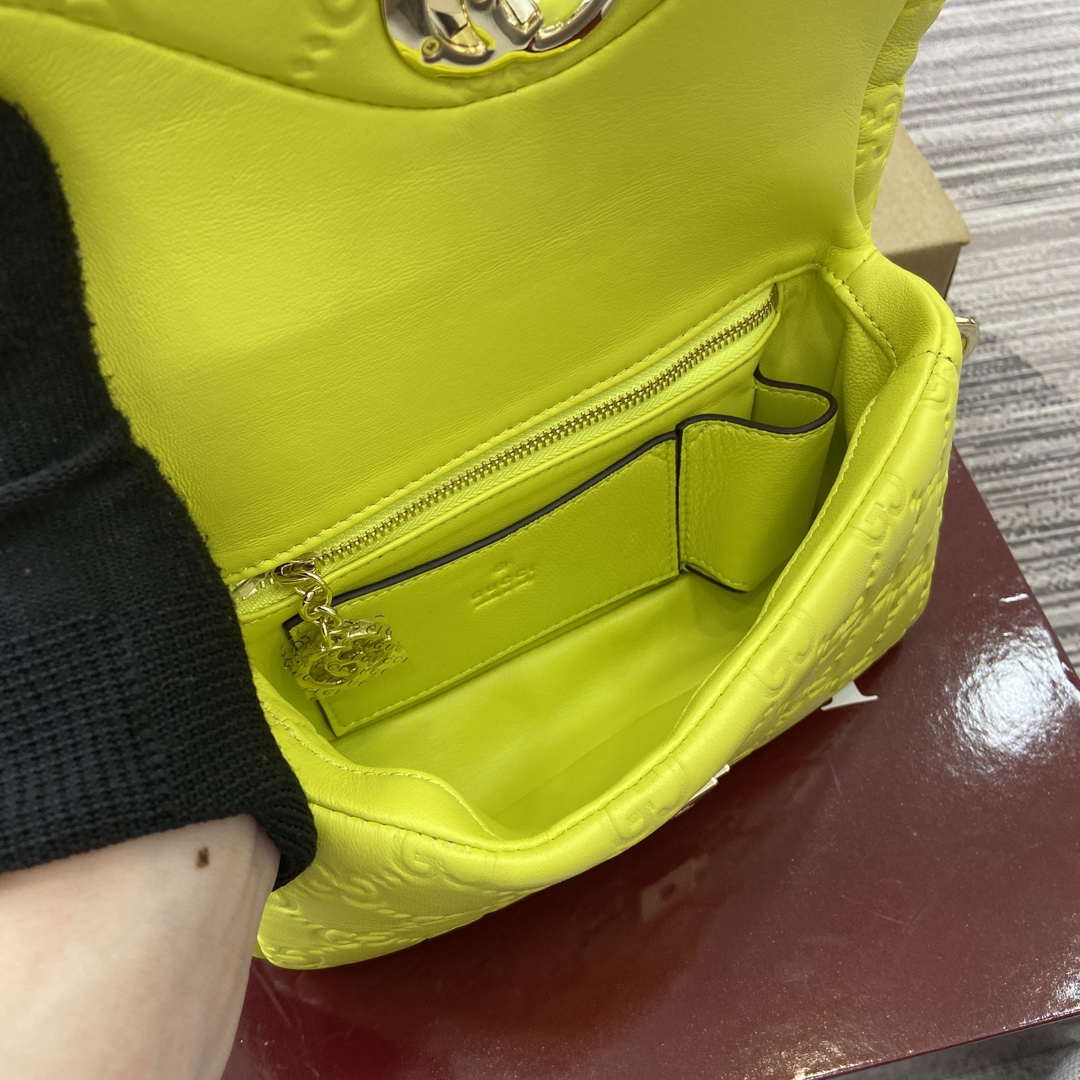Gucci 806017 GG Milano Mini Top Handle Bag Emerald Green GG puffy leather