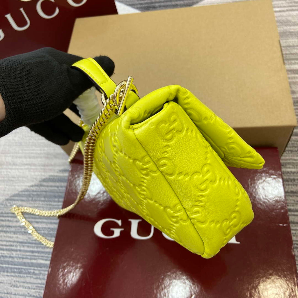 Gucci 806017 GG Milano Mini Top Handle Bag Emerald Green GG puffy leather