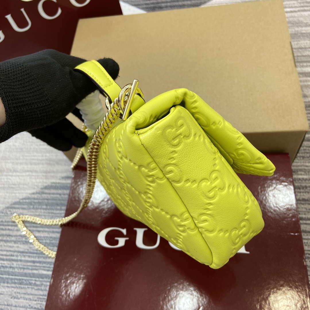 Gucci 806017 GG Milano Mini Top Handle Bag Emerald Green GG puffy leather