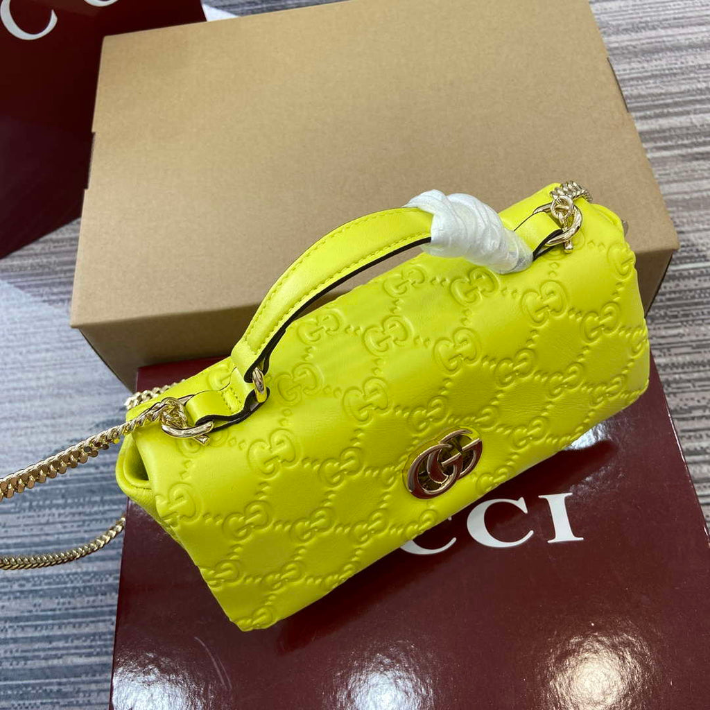 Gucci 806017 GG Milano Mini Top Handle Bag Emerald Green GG puffy leather