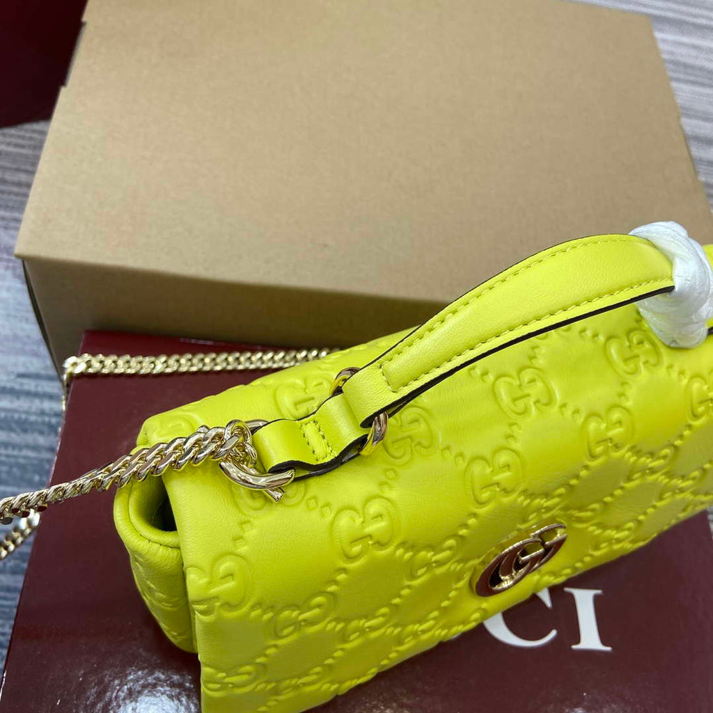 Gucci 806017 GG Milano Mini Top Handle Bag Emerald Green GG puffy leather