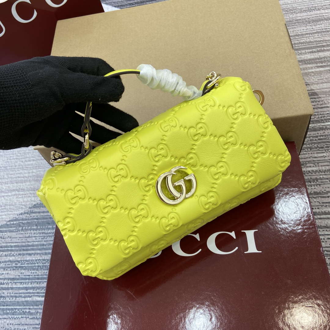 Gucci 806017 GG Milano Mini Top Handle Bag Emerald Green GG puffy leather
