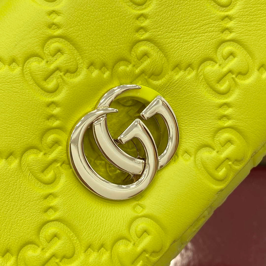 Gucci 806017 GG Milano Mini Top Handle Bag Emerald Green GG puffy leather