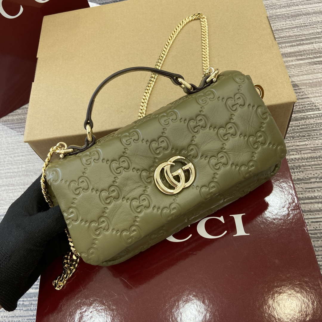 Gucci 806017 GG Milano Mini Top Handle Bag Green GG puffy leather - Default Title - View 5