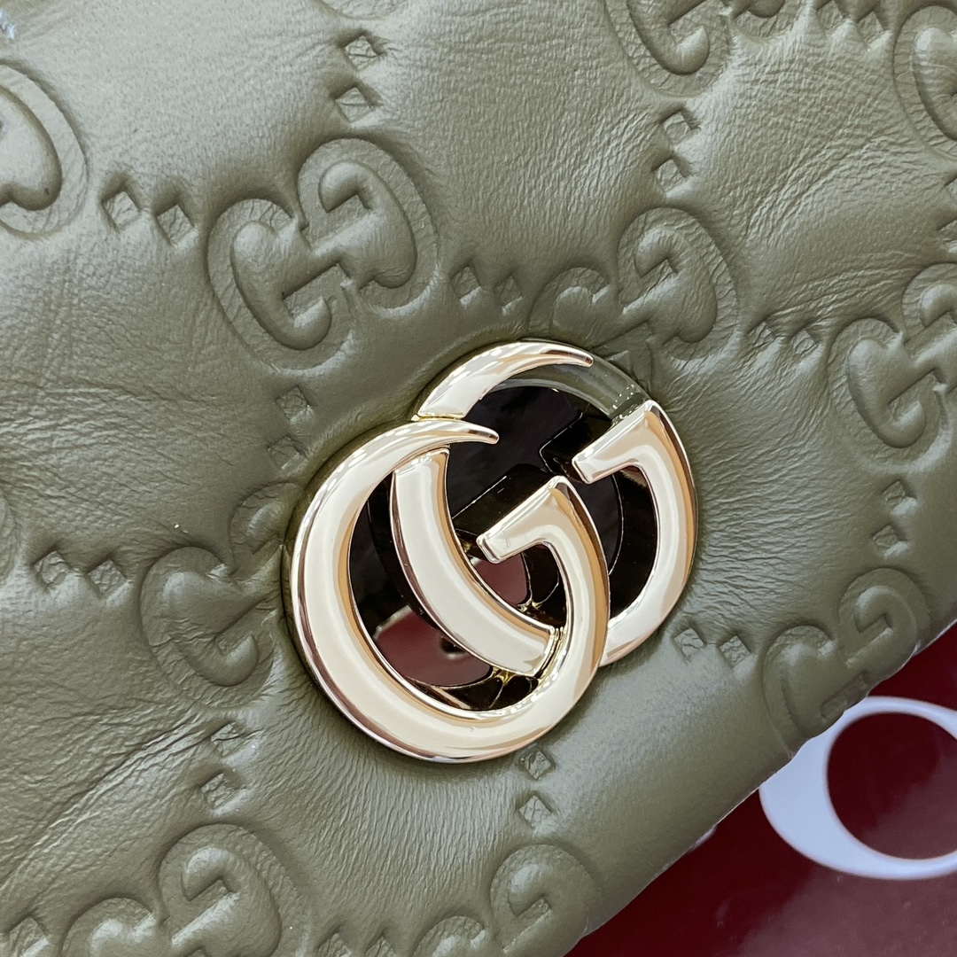 Gucci 806017 GG Milano Mini Top Handle Bag Green GG puffy leather