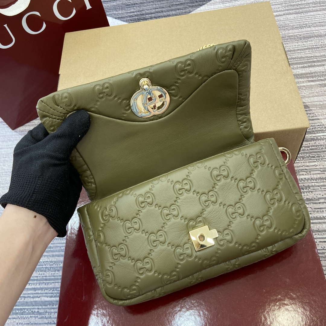 Gucci 806017 GG Milano Mini Top Handle Bag Green GG puffy leather - Default Title - View 7