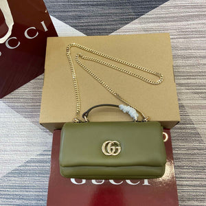 Gucci 806017 GG Milano Mini Top Handle Bag Green puffy leather - Default Title - View 1