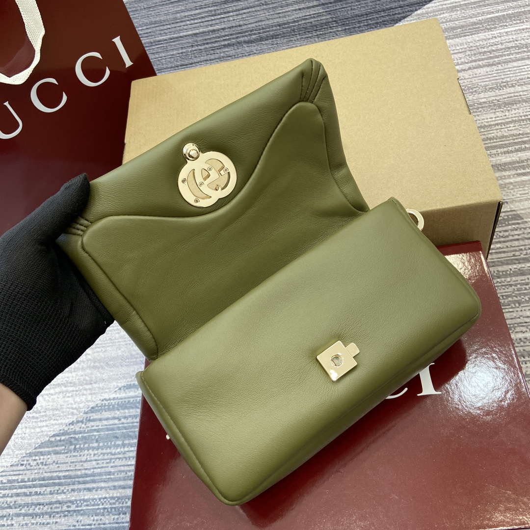 Gucci 806017 GG Milano Mini Top Handle Bag Green puffy leather - Default Title - View 10