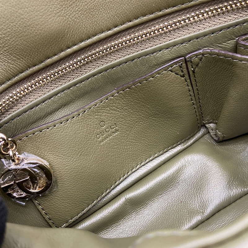 Gucci 806017 GG Milano Mini Top Handle Bag Green puffy leather