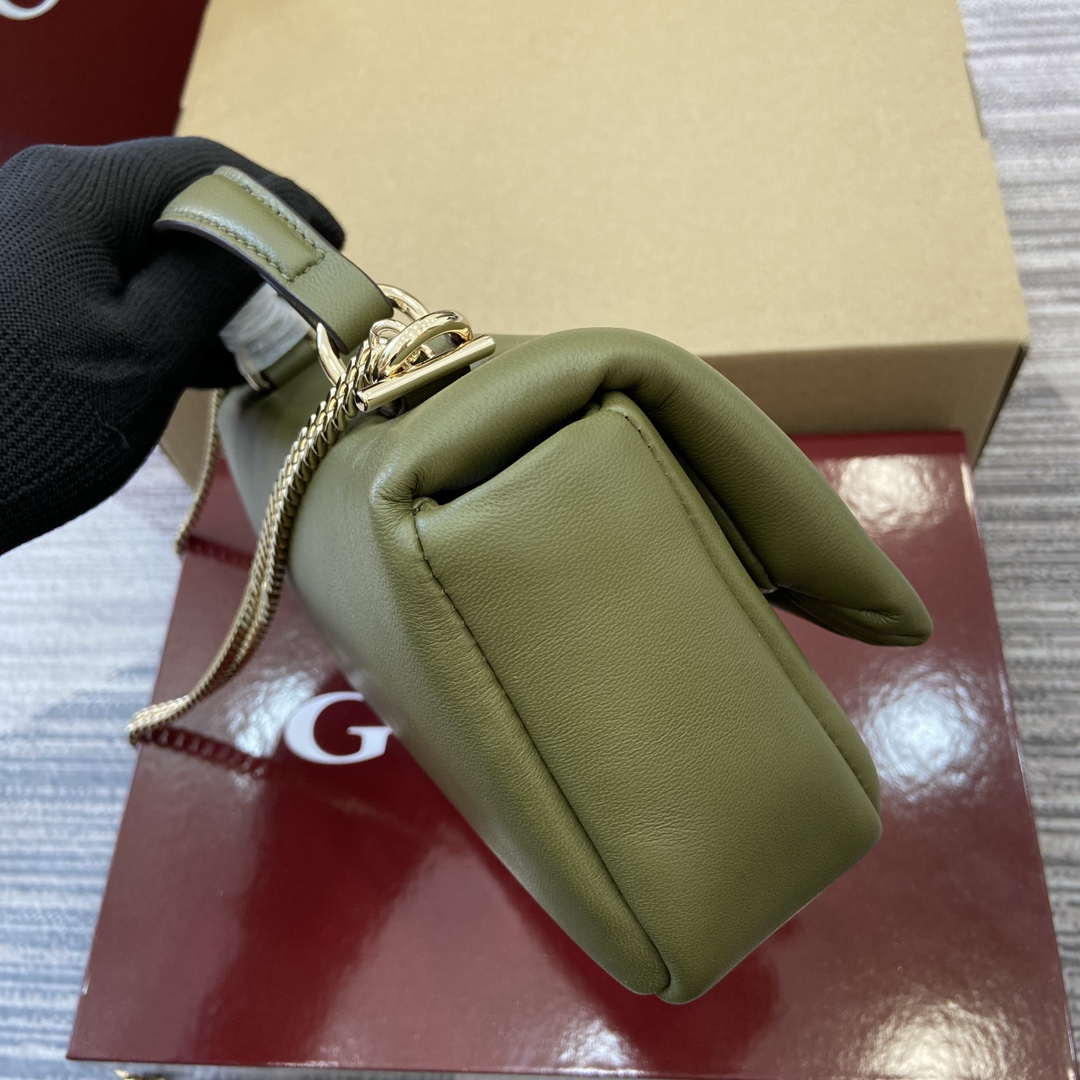 Gucci 806017 GG Milano Mini Top Handle Bag Green puffy leather