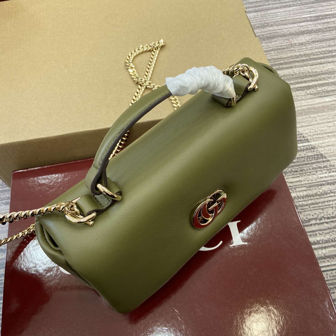 Gucci 806017 GG Milano Mini Top Handle Bag Green puffy leather
