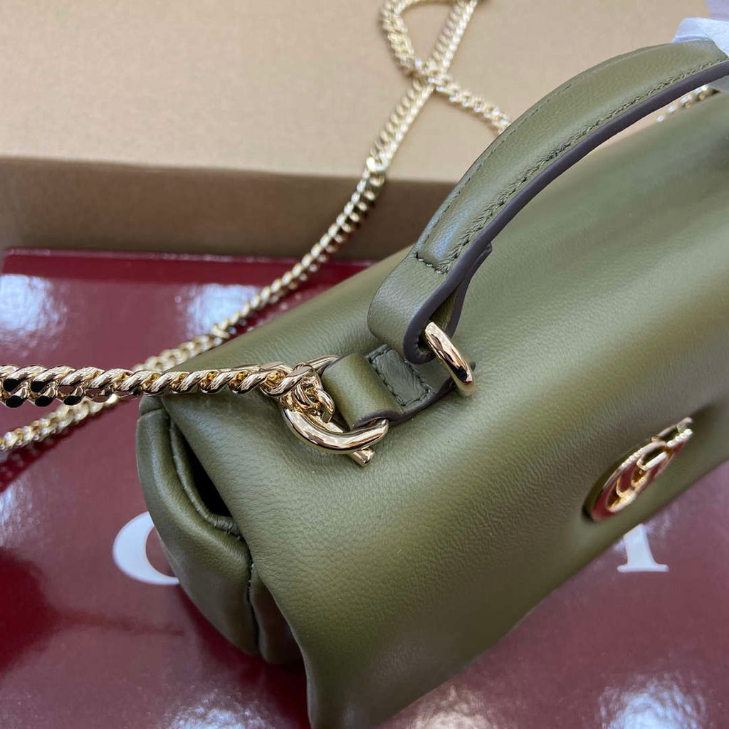 Gucci 806017 GG Milano Mini Top Handle Bag Green puffy leather