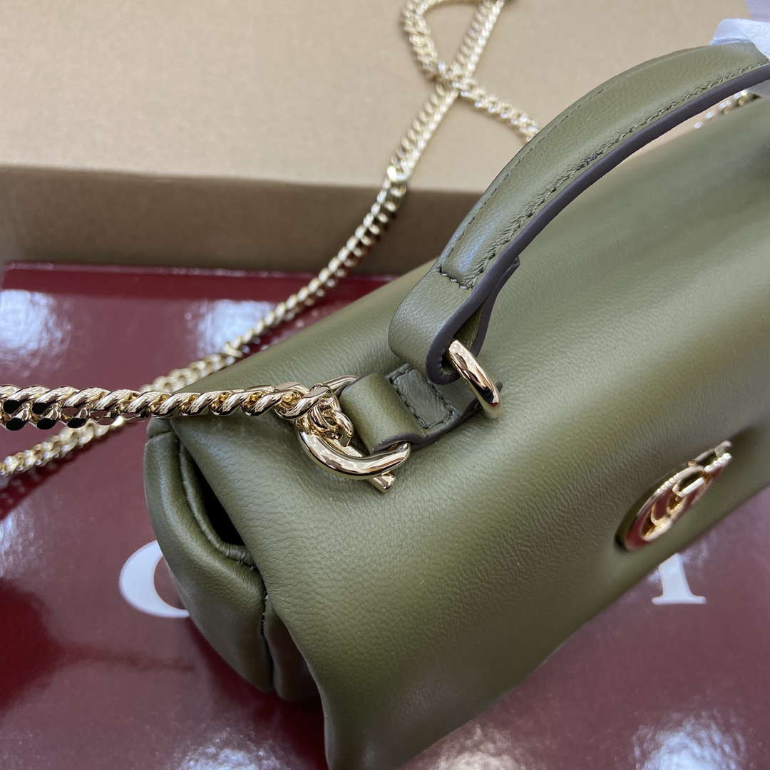 Gucci 806017 GG Milano Mini Top Handle Bag Green puffy leather