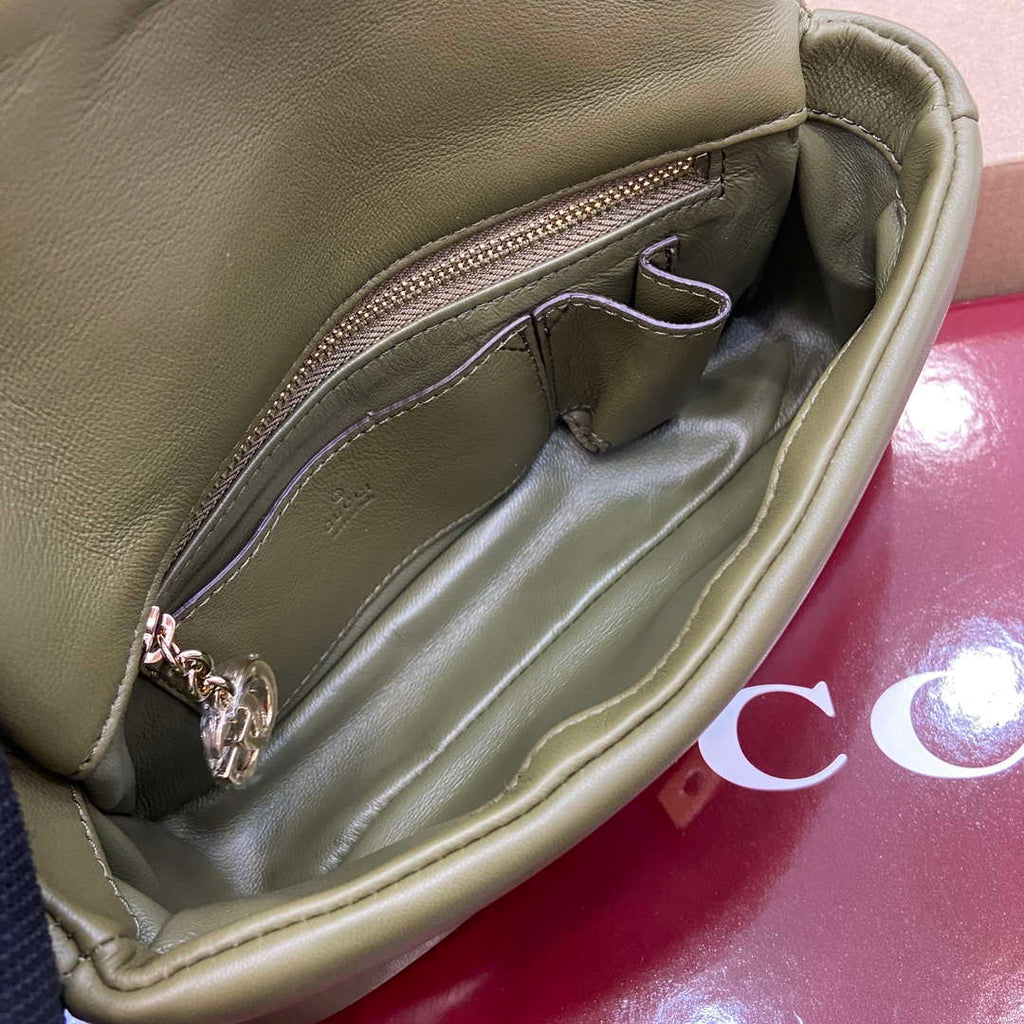 Gucci 806017 GG Milano Mini Top Handle Bag Green puffy leather