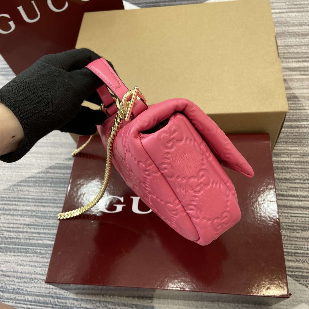 Gucci 806017 GG Milano Mini Top Handle Bag Pink GG puffy leather - Default Title - View 3