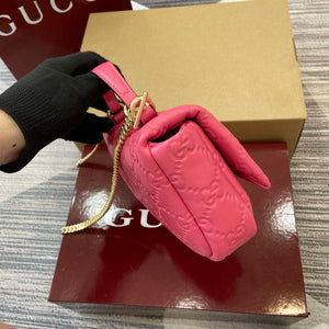 Gucci 806017 GG Milano Mini Top Handle Bag Pink GG puffy leather - Default Title - View 3