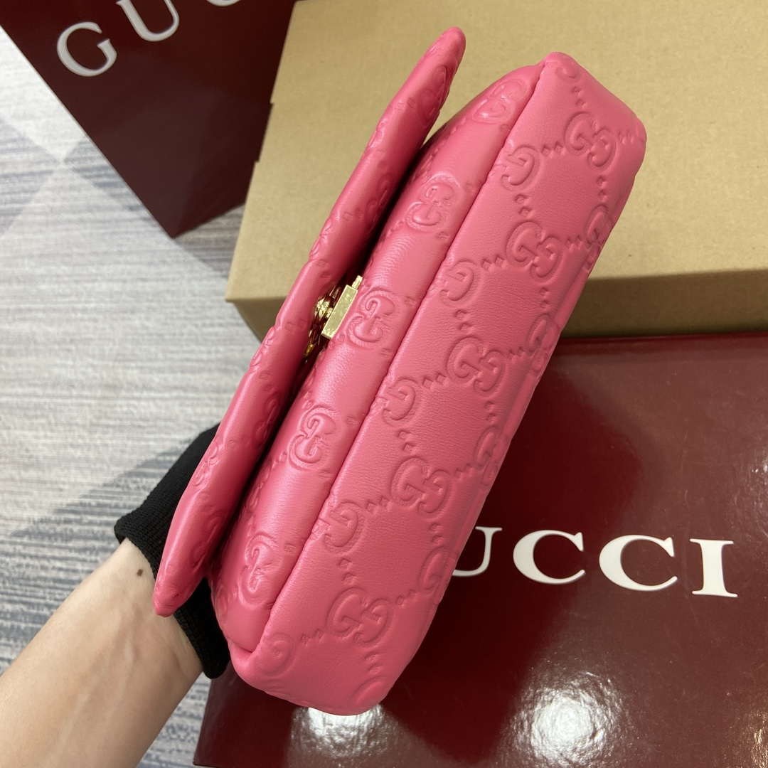 Gucci 806017 GG Milano Mini Top Handle Bag Pink GG puffy leather - Default Title - View 7