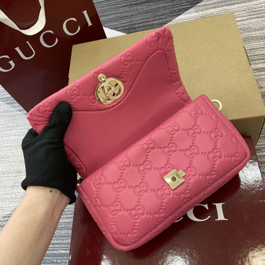 Gucci 806017 GG Milano Mini Top Handle Bag Pink GG puffy leather - Default Title - View 8