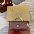 Gucci 806017 GG Milano Mini Top Handle Bag Red GG puffy leather - Default Title - View 1