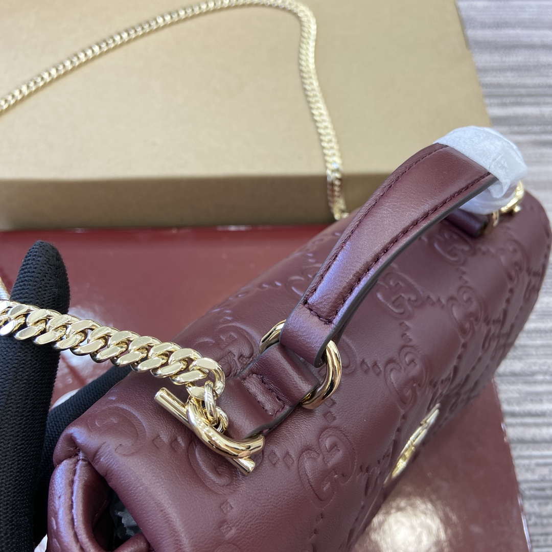 Gucci 806017 GG Milano Mini Top Handle Bag Red GG puffy leather