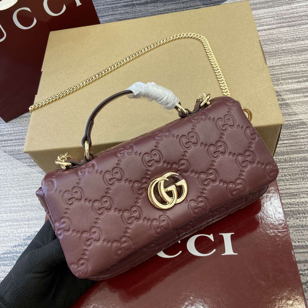 Gucci 806017 GG Milano Mini Top Handle Bag Red GG puffy leather - Default Title - View 5