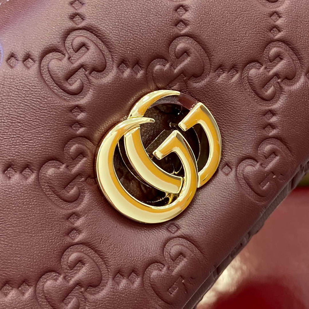 Gucci 806017 GG Milano Mini Top Handle Bag Red GG puffy leather