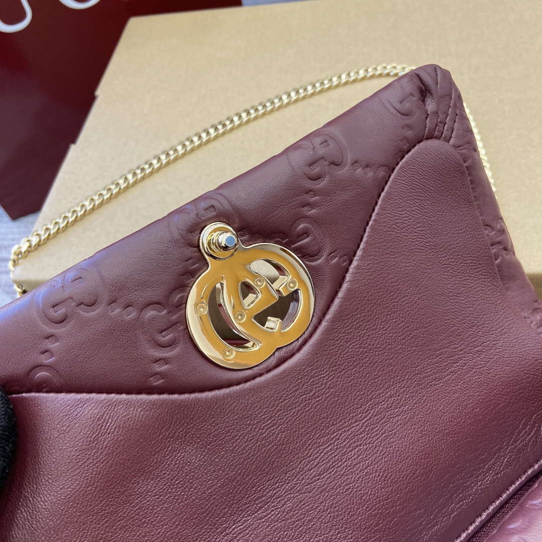 Gucci 806017 GG Milano Mini Top Handle Bag Red GG puffy leather