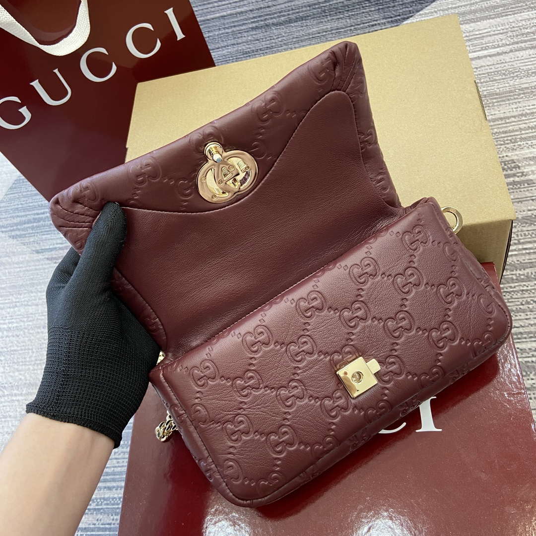 Gucci 806017 GG Milano Mini Top Handle Bag Red GG puffy leather - Default Title - View 9
