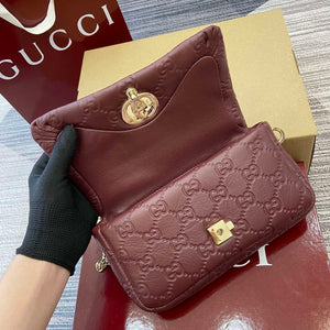 Gucci 806017 GG Milano Mini Top Handle Bag Red GG puffy leather - Default Title - View 9