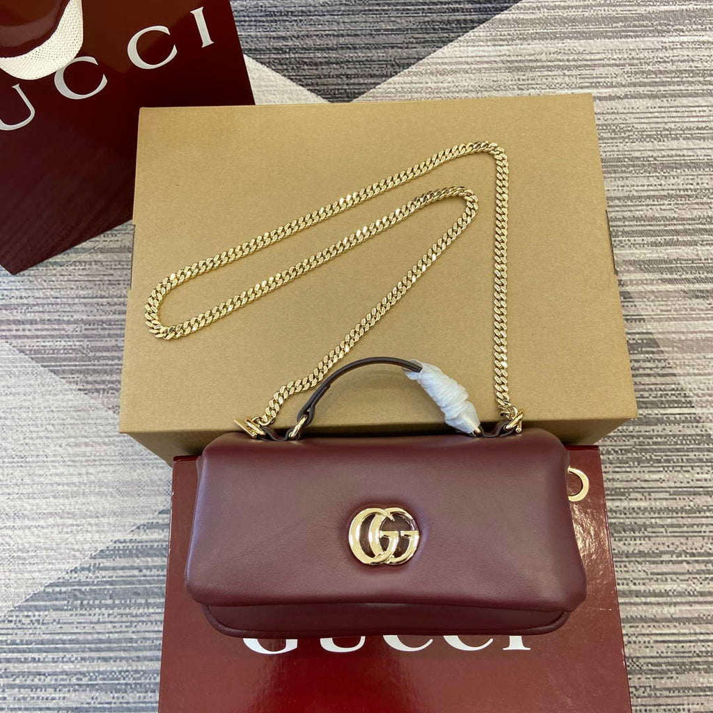 Gucci 806017 GG Milano Mini Top Handle Bag Red puffy leather