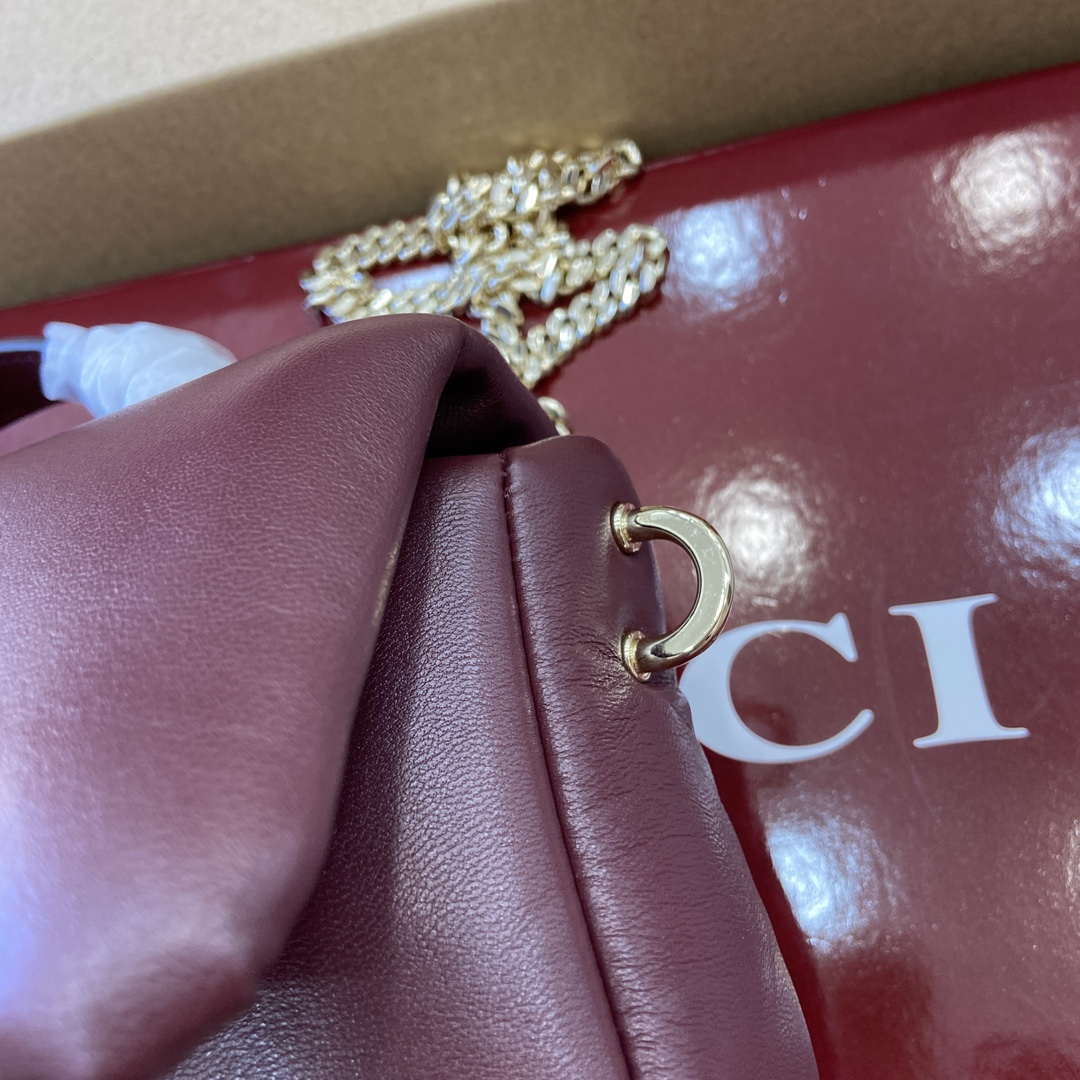 Gucci 806017 GG Milano Mini Top Handle Bag Red puffy leather