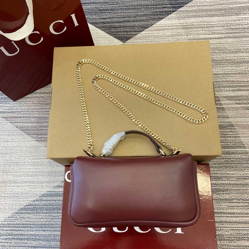 Gucci 806017 GG Milano Mini Top Handle Bag Red puffy leather