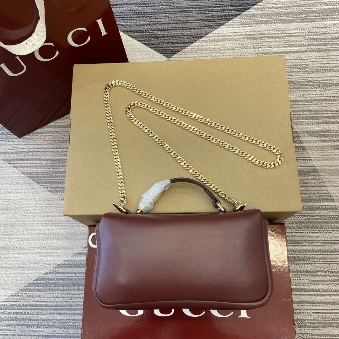 Gucci 806017 GG Milano Mini Top Handle Bag Red puffy leather