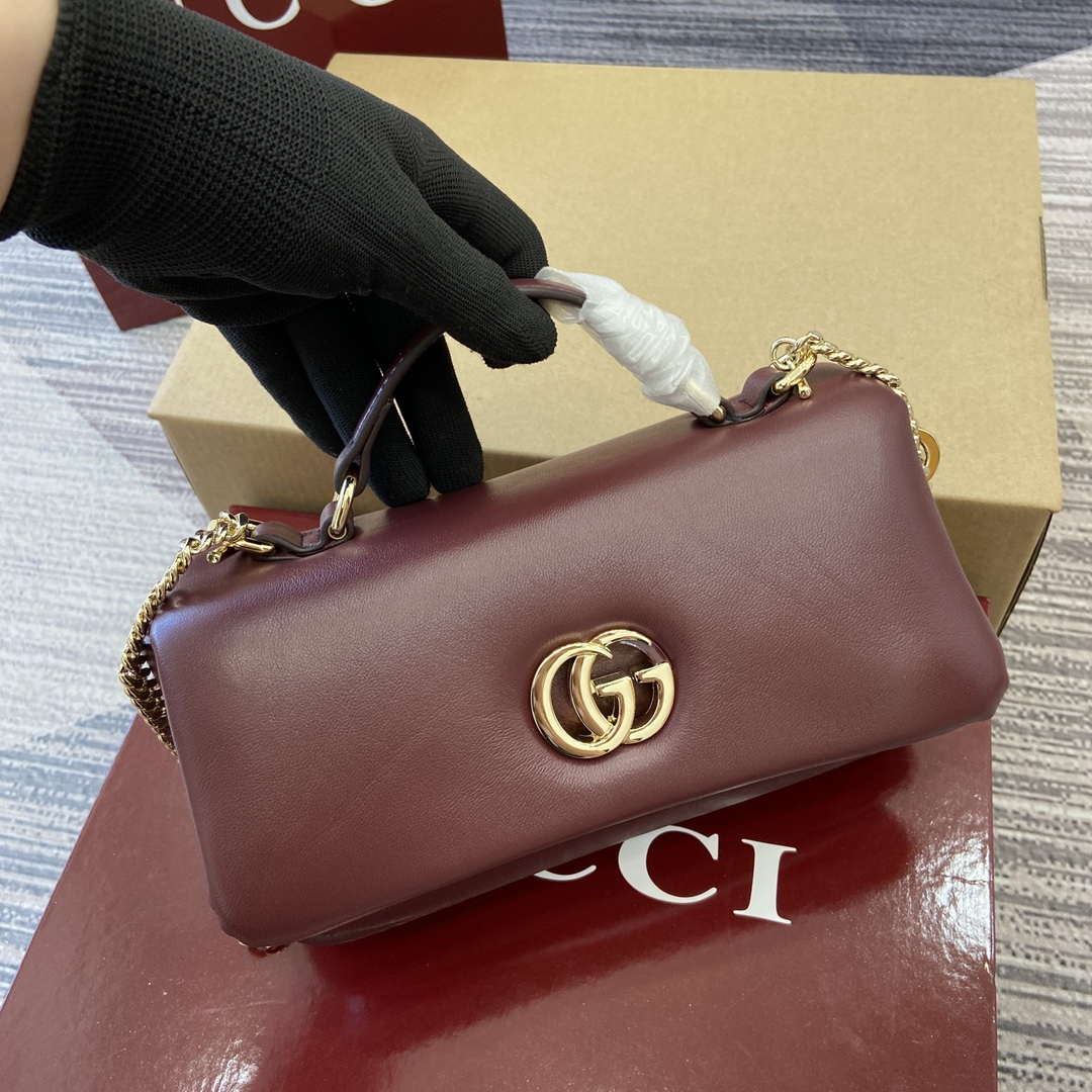Gucci 806017 GG Milano Mini Top Handle Bag Red puffy leather
