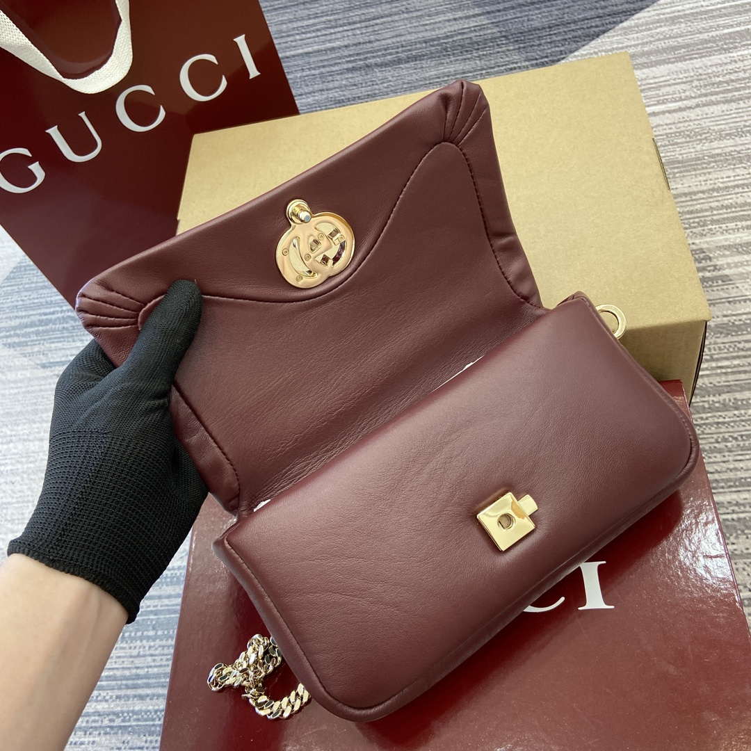 Gucci 806017 GG Milano Mini Top Handle Bag Red puffy leather