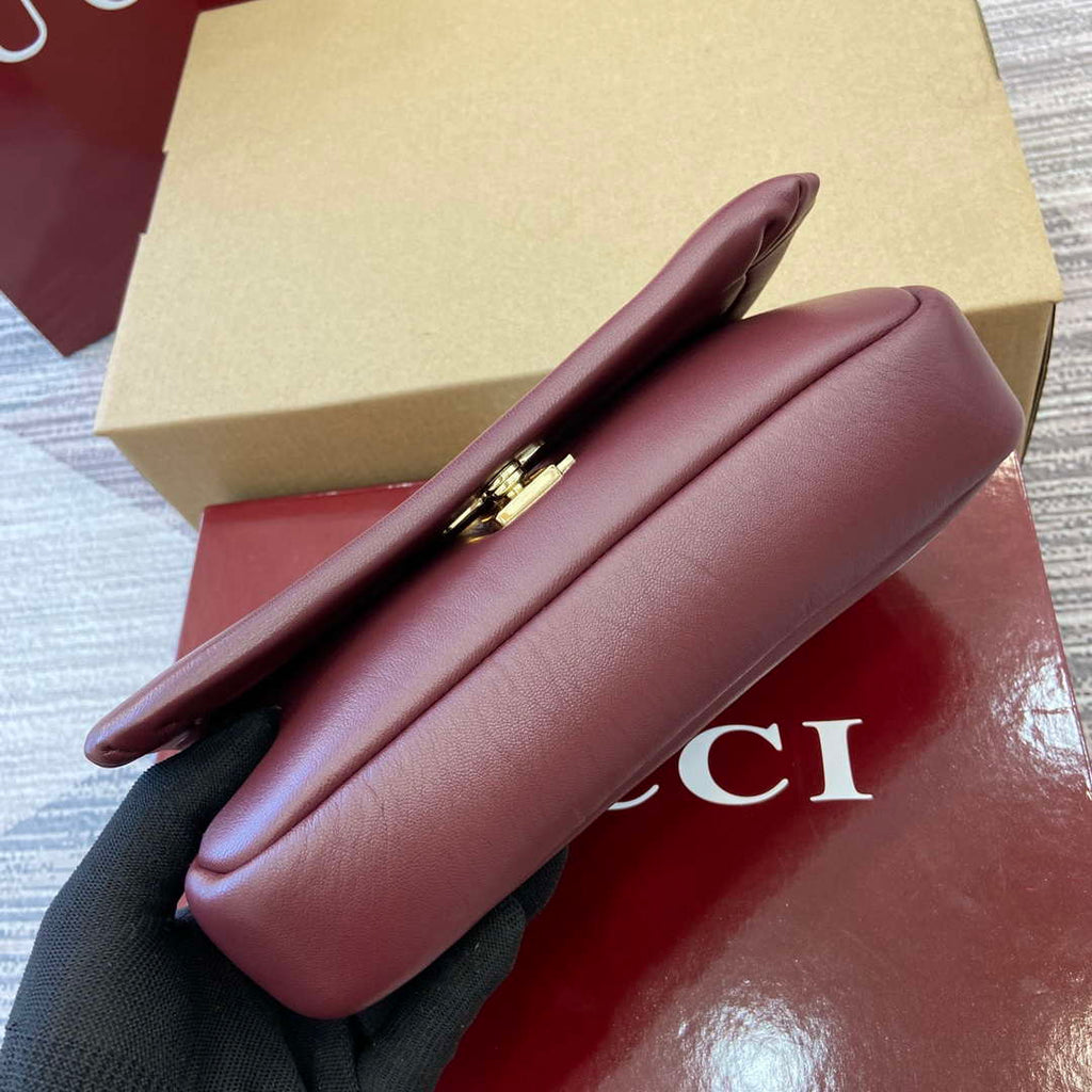 Gucci 806017 GG Milano Mini Top Handle Bag Red puffy leather