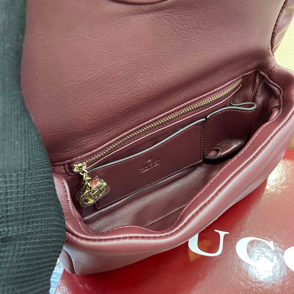 Gucci 806017 GG Milano Mini Top Handle Bag Red puffy leather