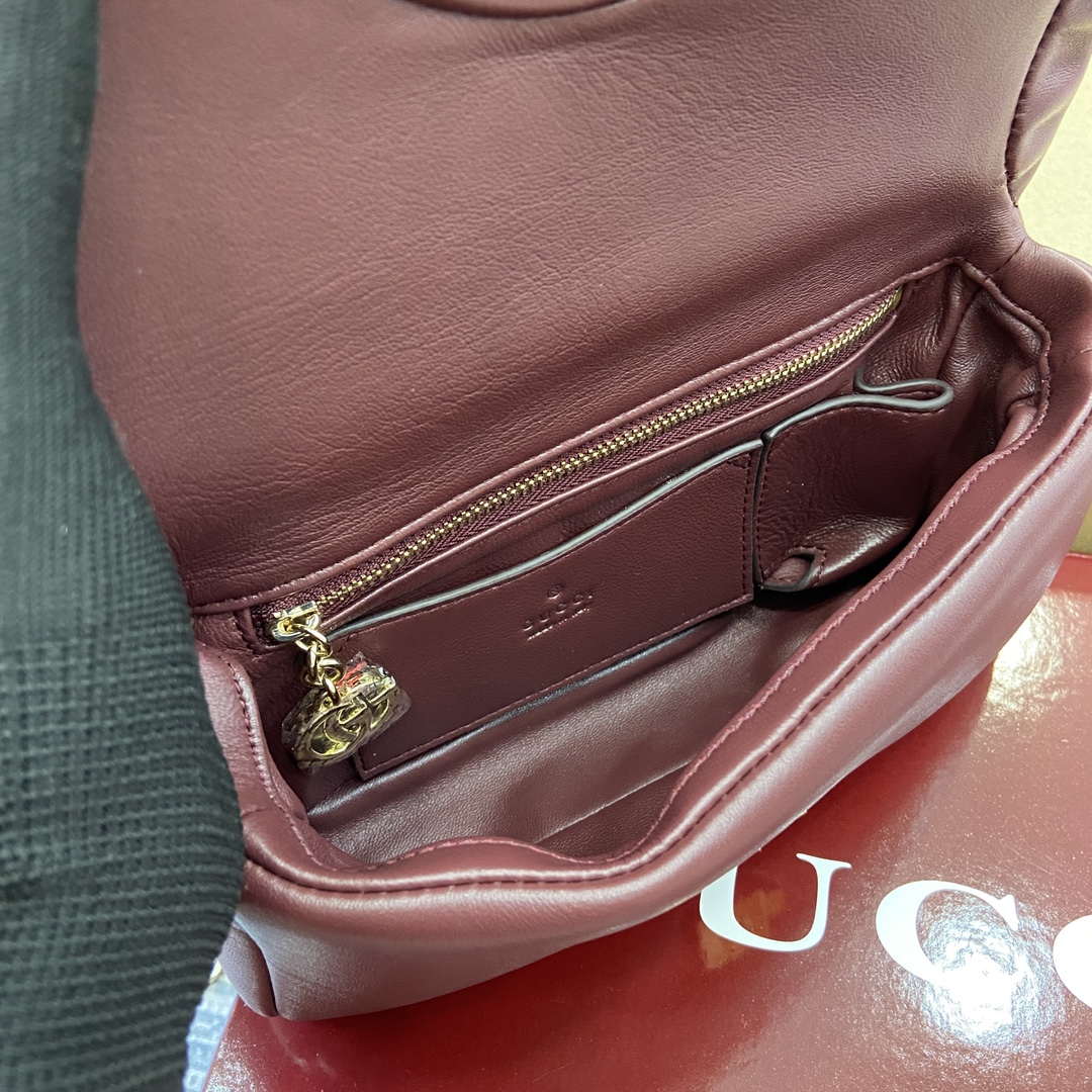 Gucci 806017 GG Milano Mini Top Handle Bag Red puffy leather